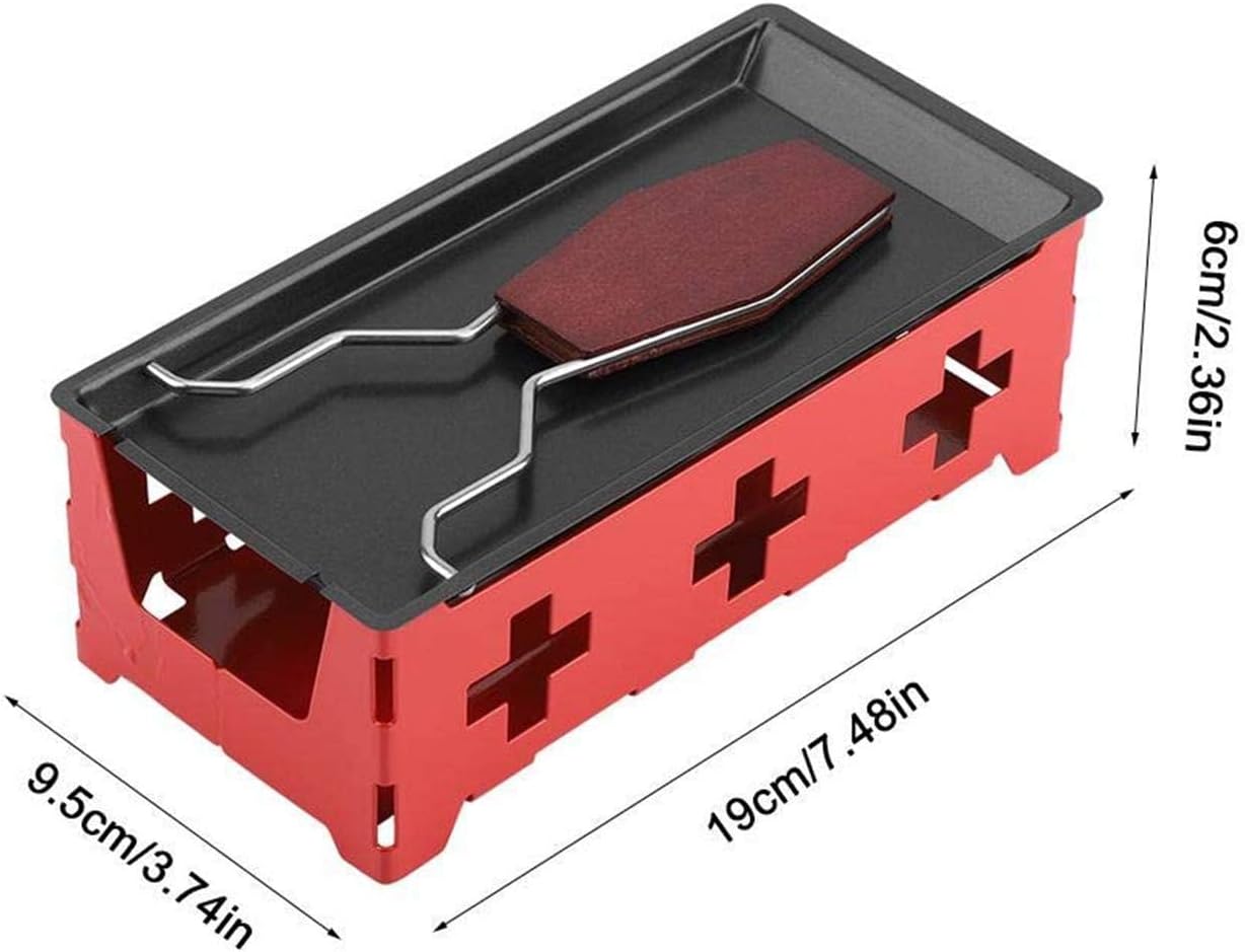 Cheese Raclette Non Stick Stretchable Baking Tray, Iron Metal Grill Plate Accessories for Cheese Melting, Red Hob