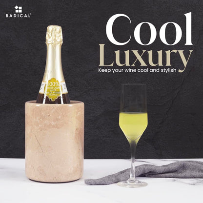 Radicaln Marble Wine Chiller For Bottles 6.5" Inch Verona 750ml Wine Bottle Cooler and Champagne Chiller for Party, Kitchen, Bar Cart Decor to Chill & Keep Bottles Cold with Unique Wine Lovers Gift