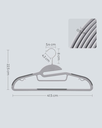 SONGMICS Heavy-Duty Plastic Coat Hangers - Space-Saving Design with 360º Swivel Hook | 50 Pack, Light & Dark Gray