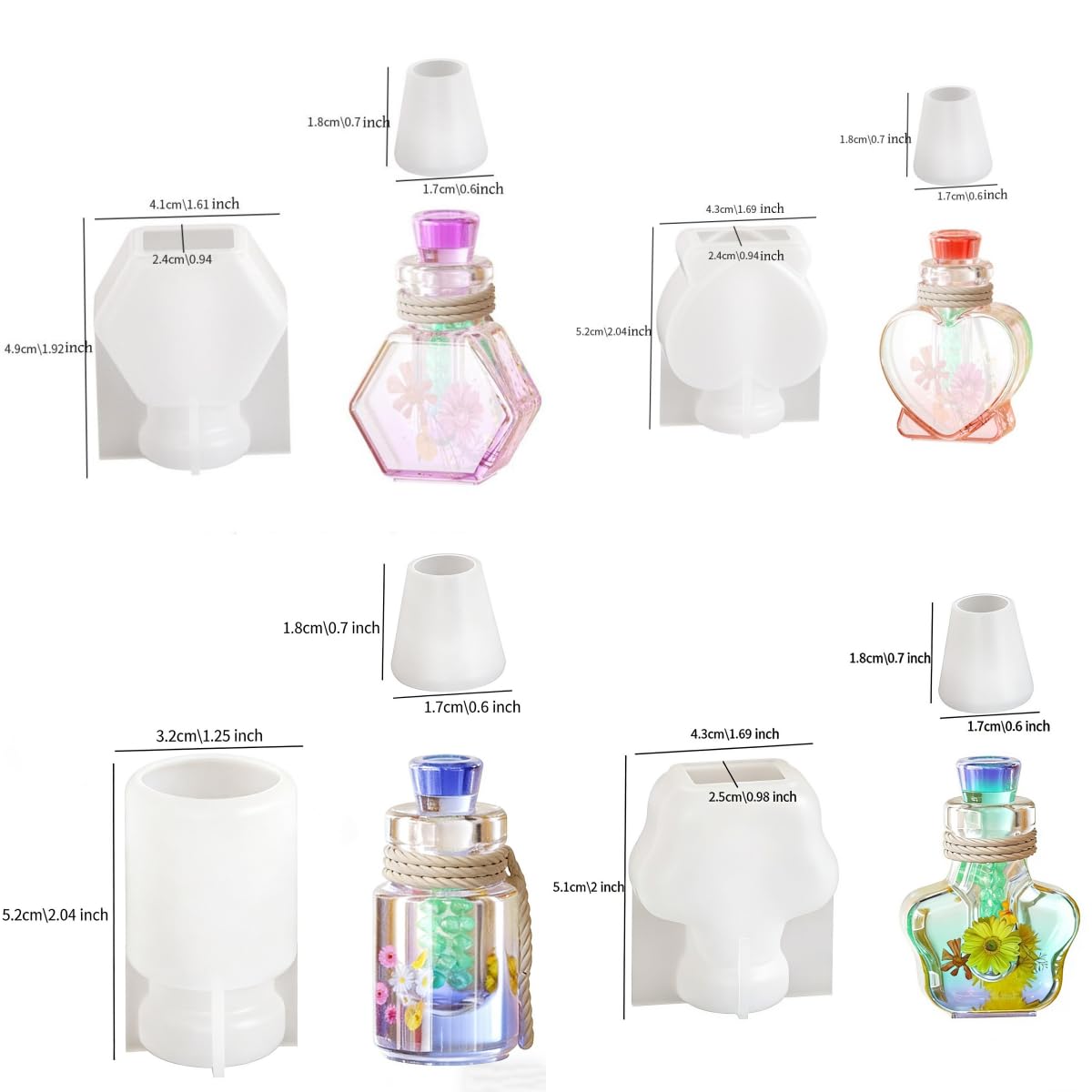 7 Set Wishing Bottle Storage Box Quicksand Molds Silicone Resin Mold with lids Resin Casting Molds,Shaker Bottle Resin Molds (Wishing Bottle)