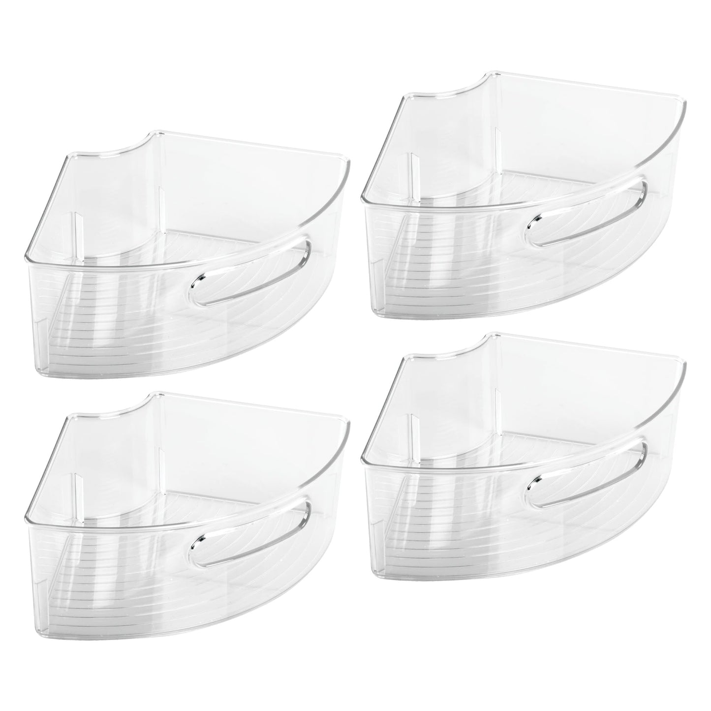 iDesign Plastic Lazy Susan Cabinet Storage Bin, 1/4 Wedge Container for Kitchen, Pantry, Counter, BPA-Free, 12.5 in x 6.75in x 4in Set of 4, Clear