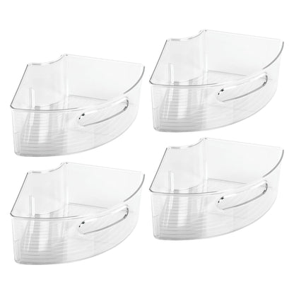 iDesign Plastic Lazy Susan Cabinet Storage Bin, 1/4 Wedge Container for Kitchen, Pantry, Counter, BPA-Free, 12.5 in x 6.75in x 4in Set of 4, Clear