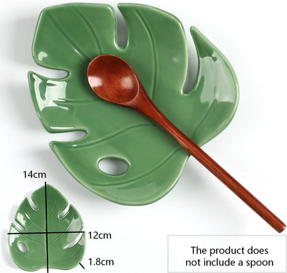 Ceramic Spoon Rest Leaf - Cute Spoon Rest for Stove Top, Decorative Kitchen Spoon Rest for Cooking Utensils, Sage Green Kitchen Decor and Accessories
