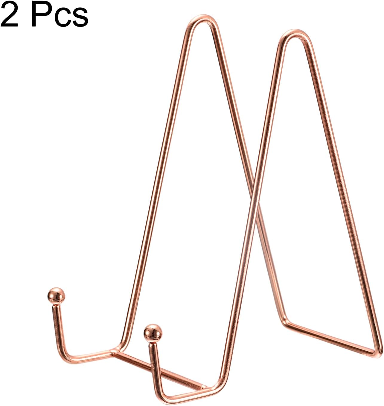 uxcell 2Pcs 6 Inch Iron Plate Holder Display Stands, Metal Decorative Easel for Picture, Photo, Book (Rose Gold)