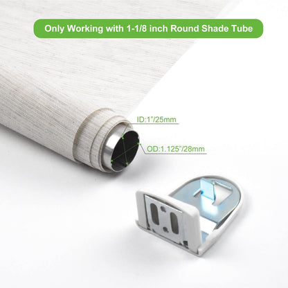 1-1/8" Roller Blind Repair Kit - Replacement Brackets Parts for 28mm Round Roller Shade Tubes, 1 Pair, White