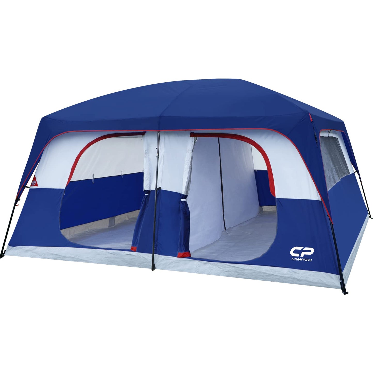 CAMPROS CP 12 Person Cabin Tent, 2 Room Extra Large Straight Wall Camping Tents Waterproof Windproof with Top Rainfly, 6 Large Mesh Windows, Double Layer, Easy Set Up Family Tent