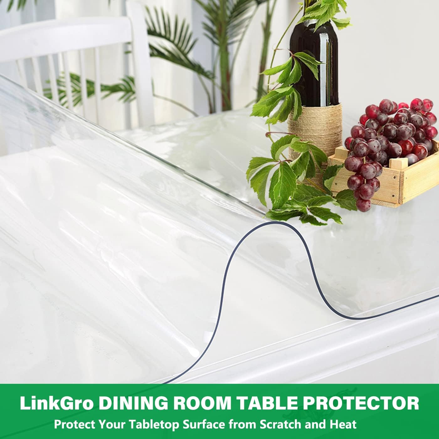 18X96 Inch 1.5mm Table Protector Clear Plastic Tablecloth Cover Wipeable Table Pad Protector Water Resistant Tablecloth