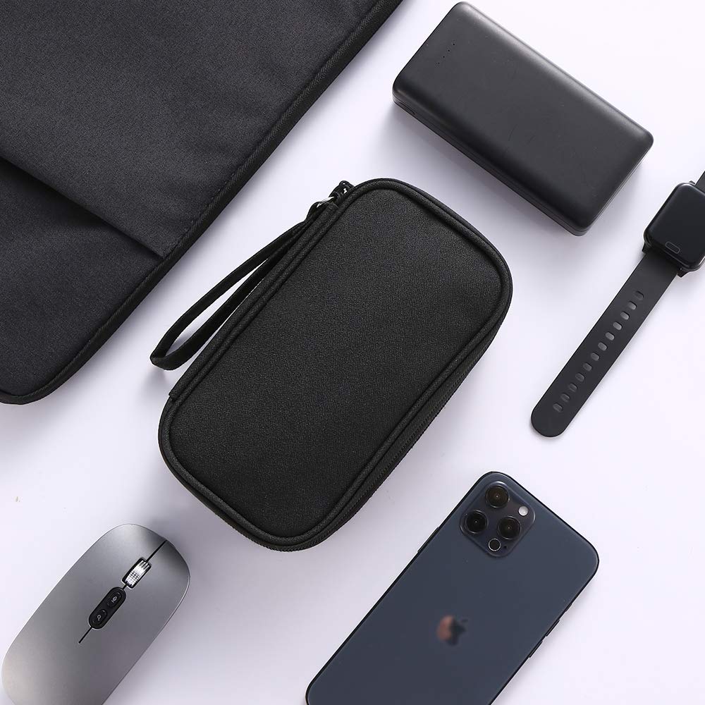 DDgro Travel Accessories Organizer Electronics Pouch for Keeping Certificates Charger/Power Bank/Cables/Mouse/Earphone (Medium, Black)