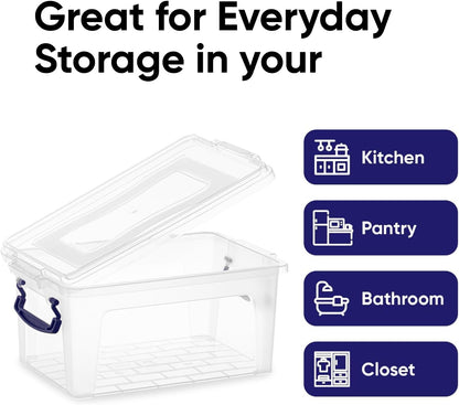 Superio Clear Storage Bins with Lids, Stackable Box with Latches and Handles, Extra Small, 2 Pack