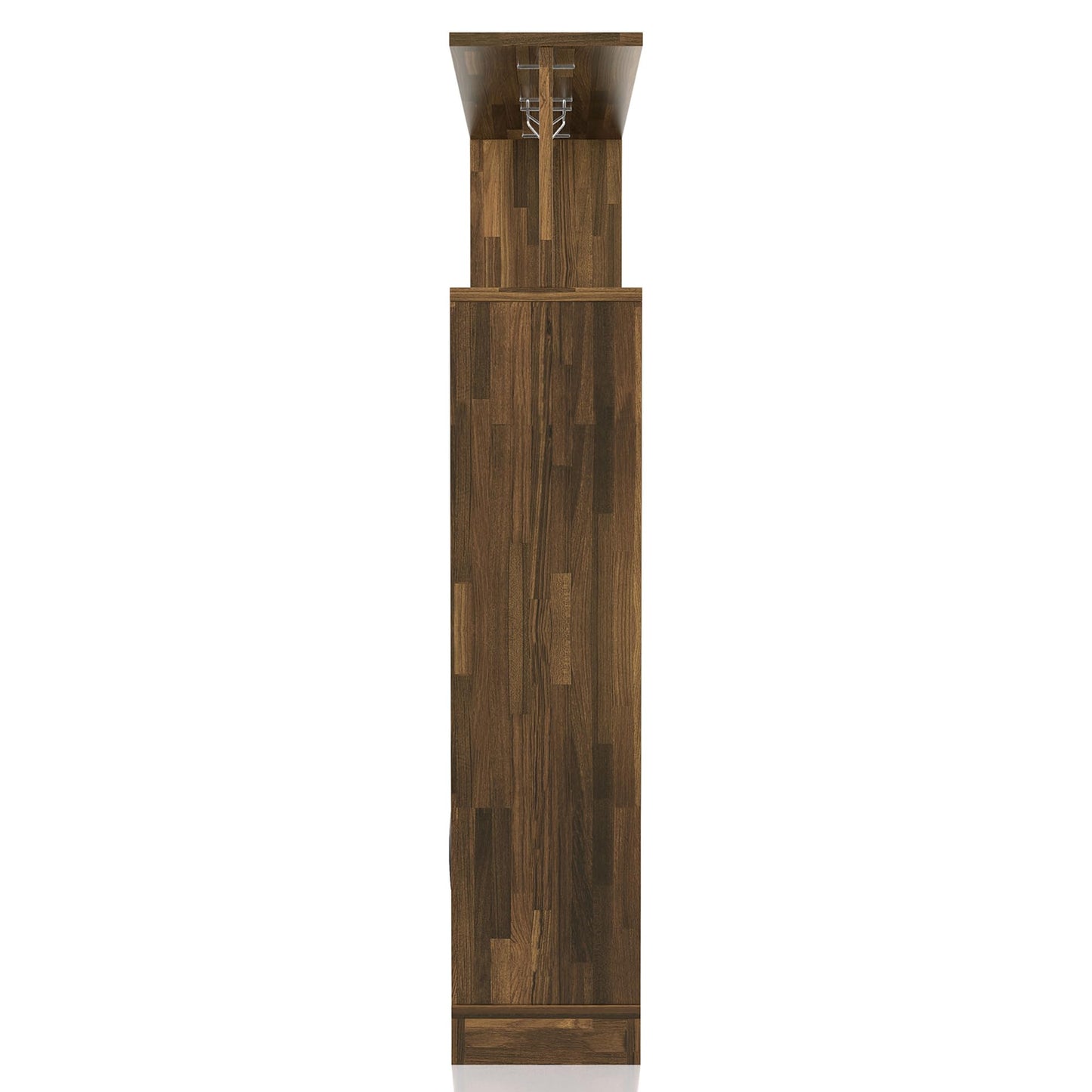 24/7 Shop at Home Arlo Transitional Multi-Storage Wood Wine Cabinet with Stemware Racks for Kitchen Dining Room, Bar, 69", Light Hickory Brown