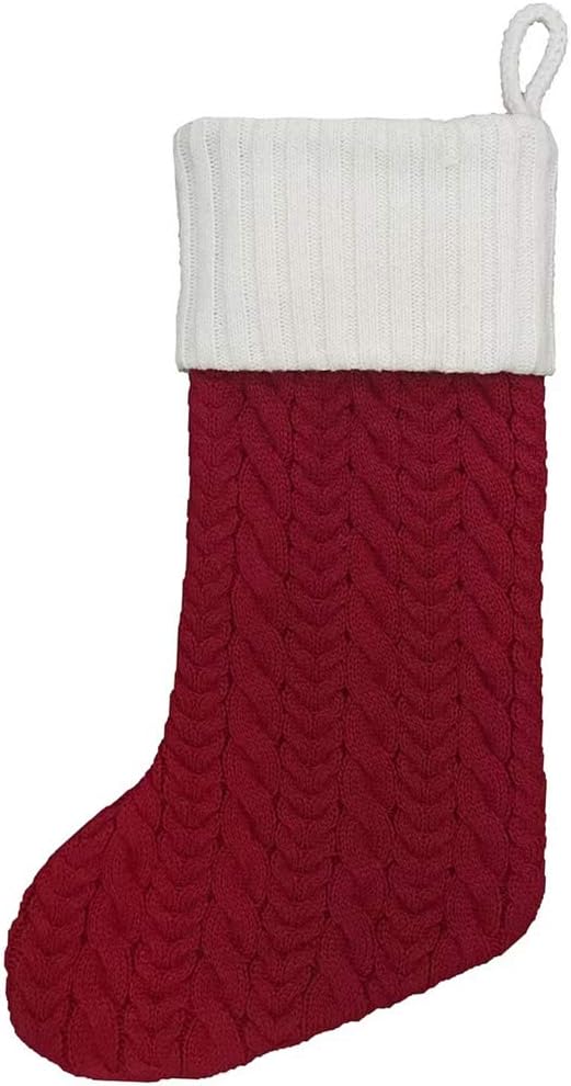 St. Nicholas Square 21-inch Monogram Embroidered Initial Cable Knit Christmas Holiday Stocking