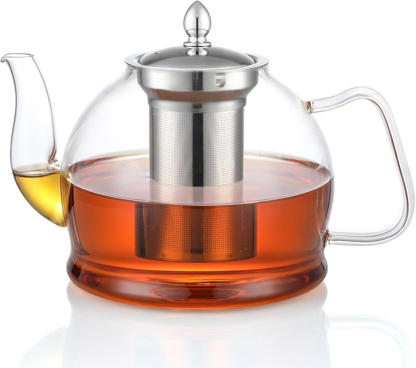 1500ml Set HIWARE Glass Teapot with Removable Infuser, Stovetop Safe Tea Kettle, Blooming and Loose Leaf Tea Maker