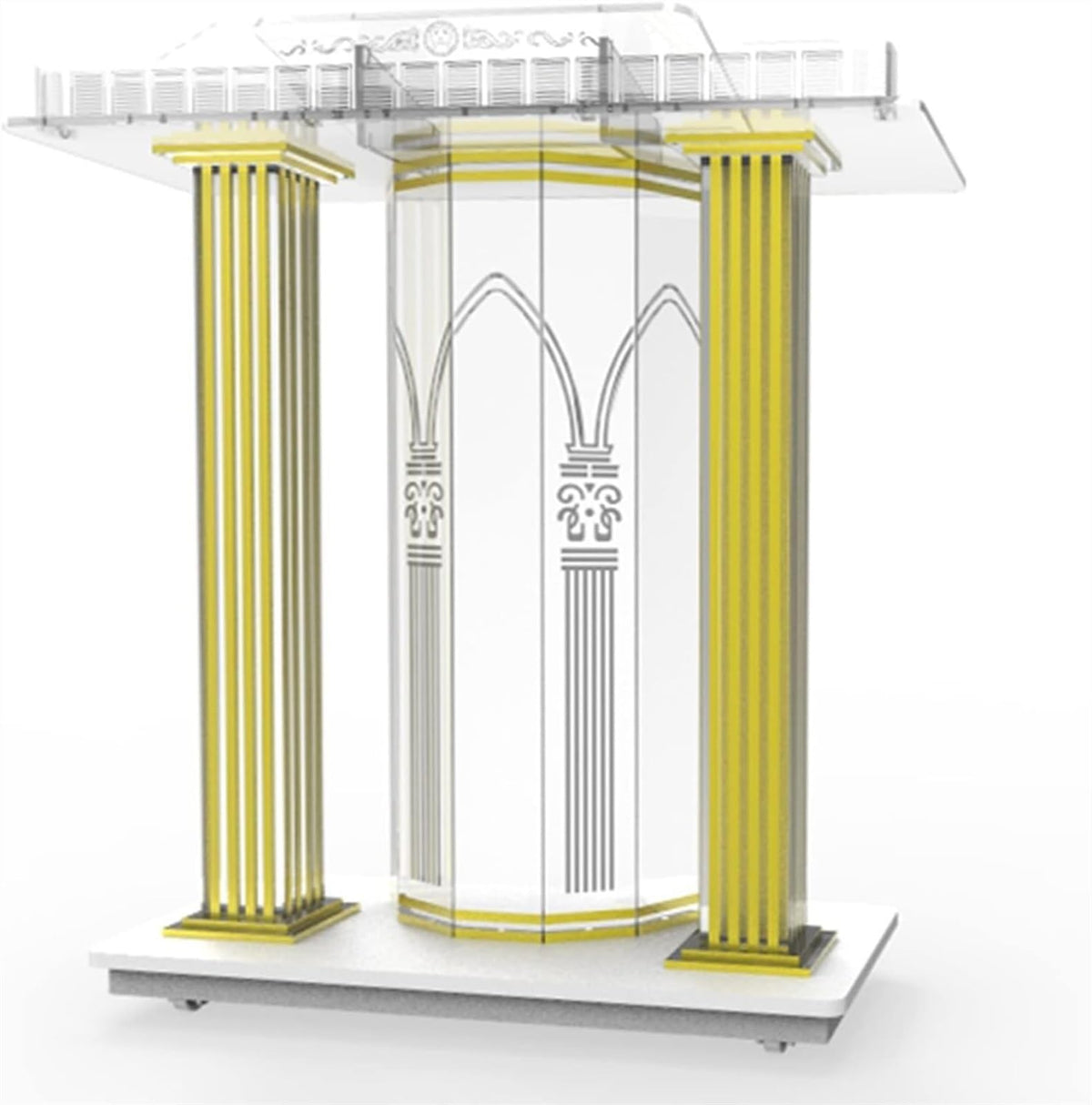 JOMRTS Acrylic Rolling Luxury Vertical Podium Stage Host with Casters Rolling Podium for Church, Wedding, School