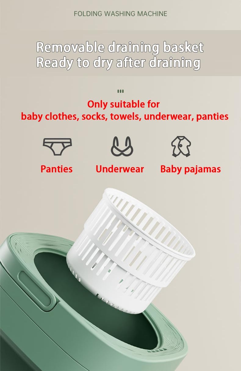 8L Portable Mini Washing Machine for Underwear, Baby Clothes, or Small Items, Lightweight (Pink)
