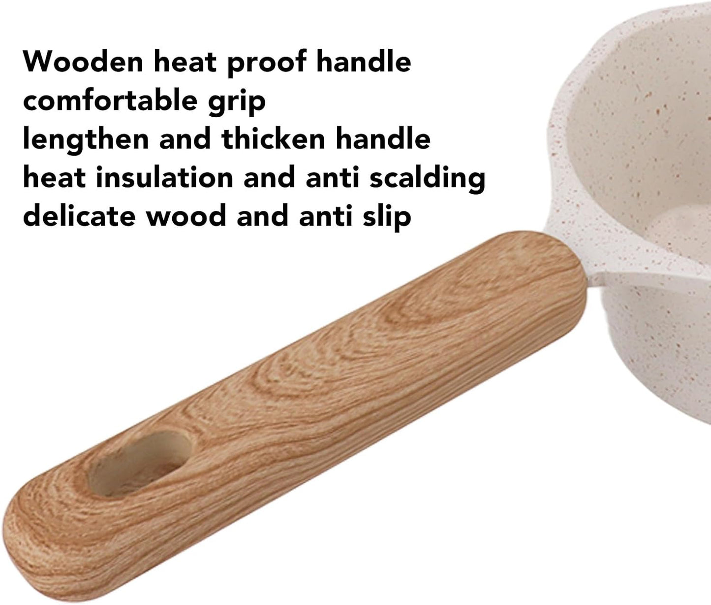 Nonstick Sauce Pan, Small White Soup Pot, Flat Bottom Milk Pot, Multifunctional Cooking Pot for Frying