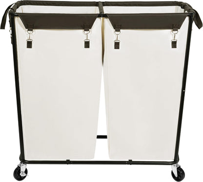280L 2-Compartment Commercial STO STO Rolling Industrial Laundry Hamper with Wheels, Extra Large Laundry Sorter, Heavy