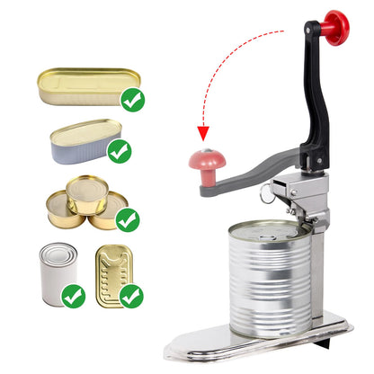 Rismanor Commercial Manual Can Opener Table Industrial Heavy Duty Can Opener with Plated Steel Base Adjustable Height Up to 13" Tall for Restaurant Kitchen Hotel Bar