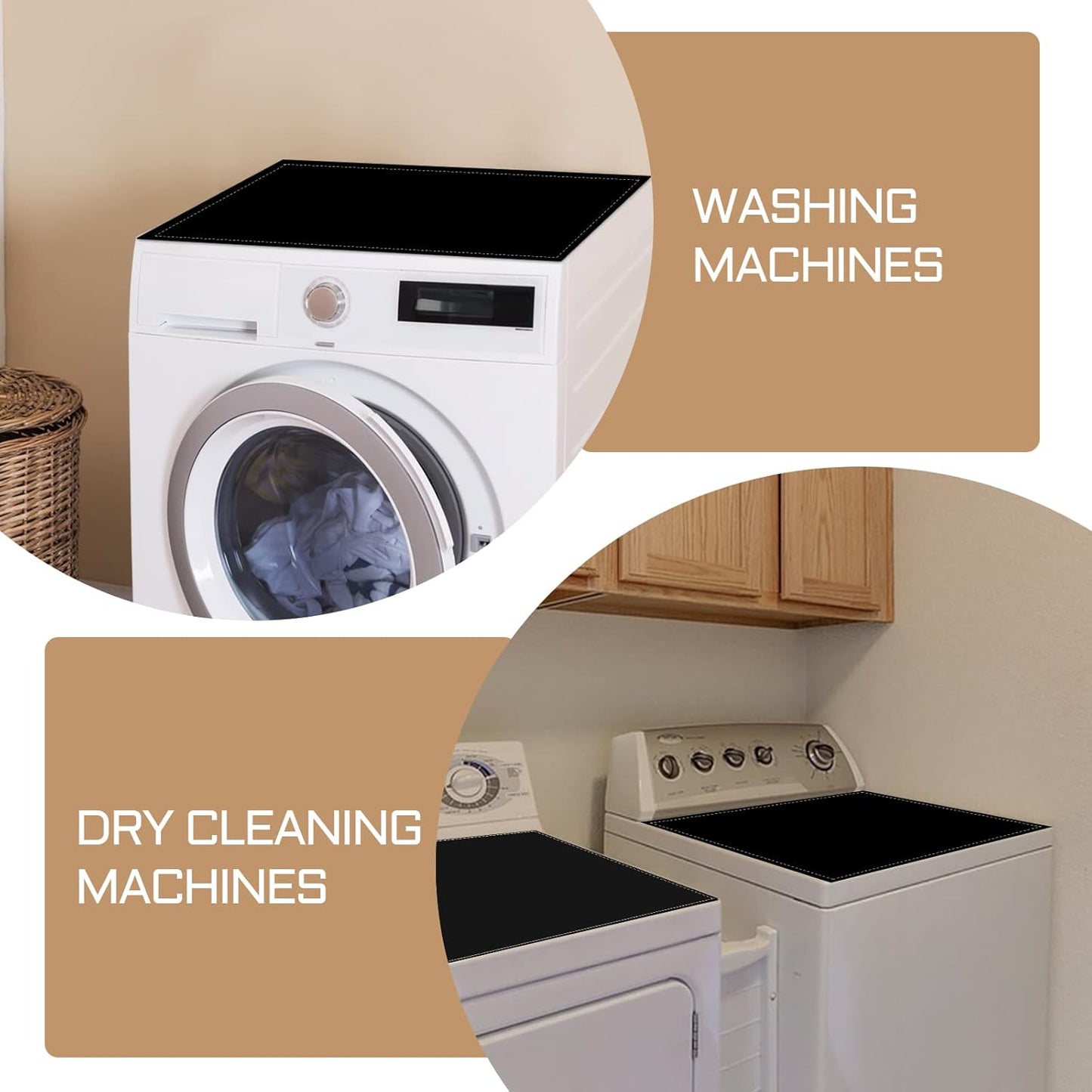 Washer or Dryer Top Mat Cover, Anti-Slip Dust-Proof Top Cover, 23.6'' x 23.6'' Black Covers for Home Kitchen