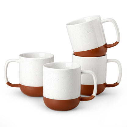 MALACASA Ceramic Coffee Mugs Set of 4, 16oz Coffee Cups, Modern Farmhouse Mugs for Coffee, Latte, Tea, Hot Chocolate, Cappuccino, Milk, Microwave & Dishwasher Safe, Khaki White, Series TARA