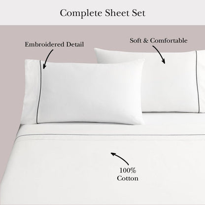 kate spade new york Dot Queen Sheet Set, 300 Thread Count and 100% Cotton, All Season 4 Piece Bedding Set, Machine Washable, White and Pink