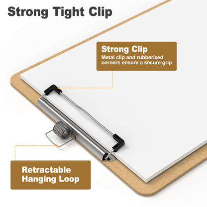 Juvealoe Wood Clipboard Set of 10, 8.5 x 11 Clip Borad with Pen Holder, A4 Standard Dimension 9 x 12.5 in, A4 Letter Size Hardboard for Classroom, Students, Office & School Supply