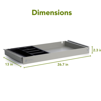 Perfect POSTURE Max Under Desk Storage Drawer – Large Desk Drawer with Lock for Regular & Sit-Stand Standing Desks, Gray (13" x 26.5")