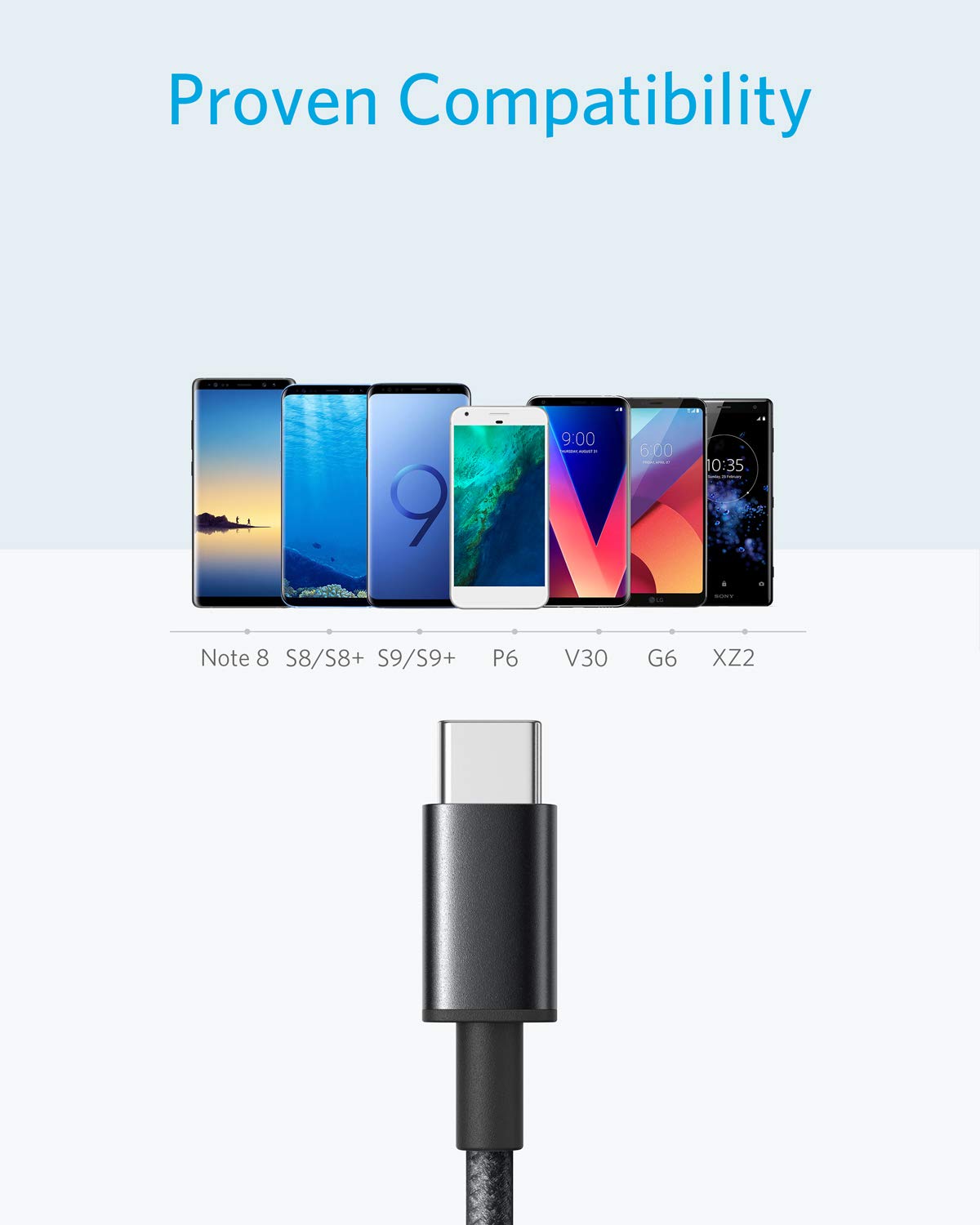 Anker Cable,[2-Pack,6 ft] Premium Nylon USB-A to USB-C Fast Charging Type C Cable,for iPhone 17 Series,Galaxy S10/Note 8,LG V20 and Other USB C Charger
