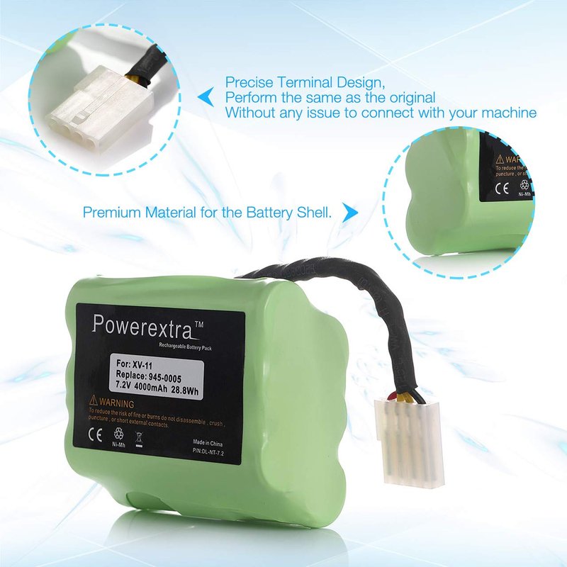 Powerextra 7.2V 4000mAh Battery Compatible with Neato XV-11 XV-12 XV-14 XV-15 XV-21 XV-25, XV Essential, XV Signature Pro Robotic Vacuum Cleaners Neato Replacement Battery 945-0005 205-0001 (2 Pack)
