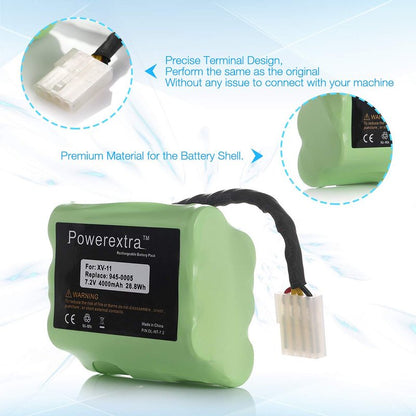 Powerextra 7.2V 4000mAh Battery Compatible with Neato XV-11 XV-12 XV-14 XV-15 XV-21 XV-25, XV Essential, XV Signature Pro Robotic Vacuum Cleaners Neato Replacement Battery 945-0005 205-0001 (2 Pack)