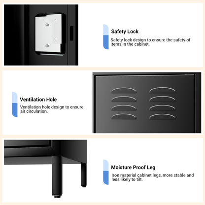GAOMON Locker for Employees, 9 Doors Locker Cabinet with Hooks, Storage Locker for Home, Office, Gym, School, Assembly Required, Black
