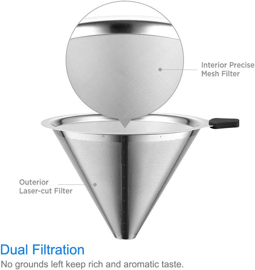 Boxtree Pour Over Coffee Maker Set with Reusable Stainless Steel Drip Filter, Glass Carafe & Permanent Filter