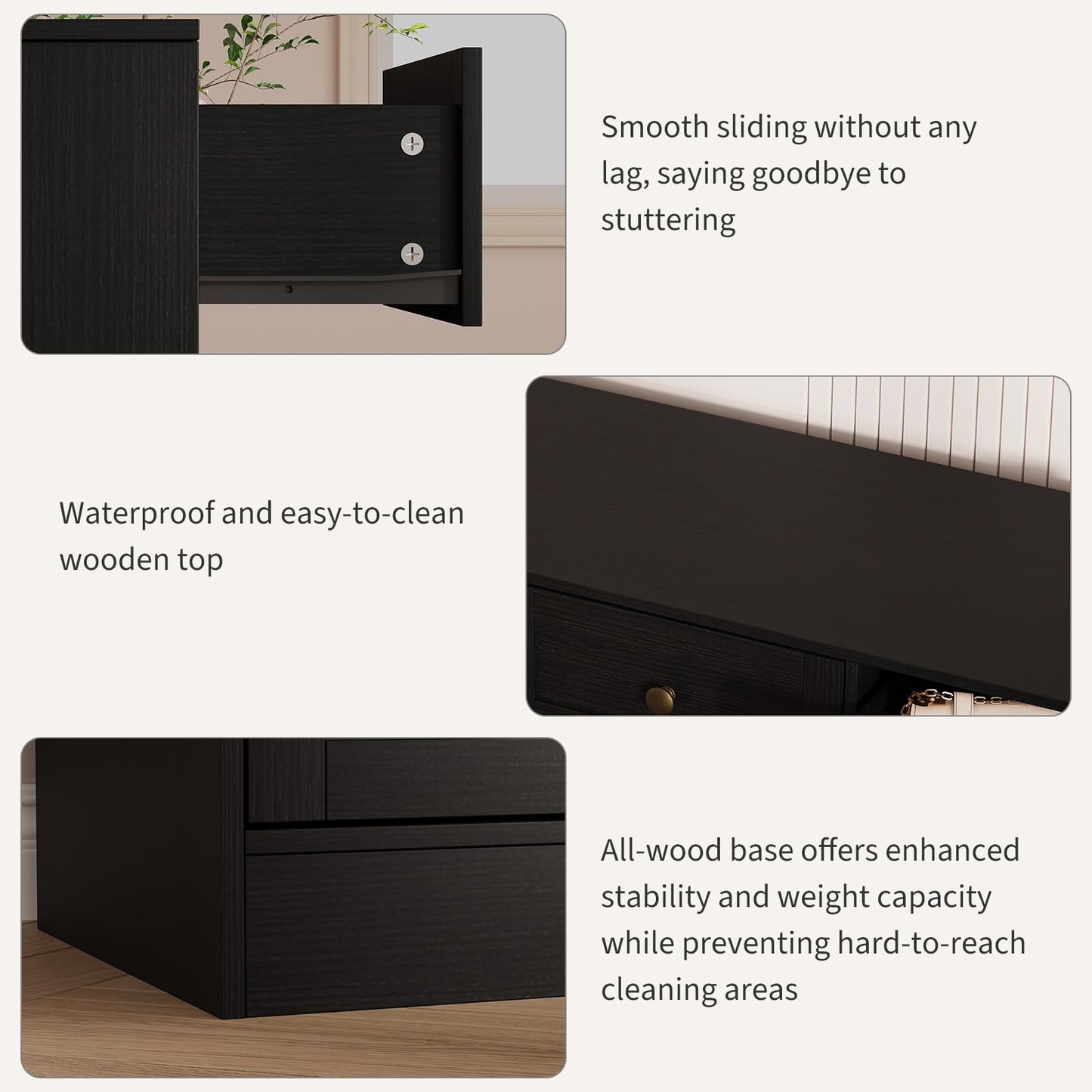 Garvee Wooden Dressers for Bedroom with 12 Drawer, Black Dresser for Adult Bedroom, Modern Wood Chest of Drawers for Living Room, Closet, Hallway, Farmhouse TV Stand Dresser for 75" TV, 61" W×31.5" H