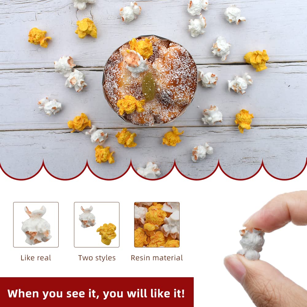 Hagao Fake Popcorn Miniature Resin Food Figurines Cute Slime Charms Handicraft Accessories for DIY Dollhouse Kitchen 60 pcs