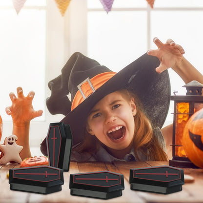 ULDIGI 10pcs Halloween Coffin Box Halloween fake coffin treat boxes with Lid Black Mini Casket for Candy Jewelry Party Favors Kids Spooky Decorations
