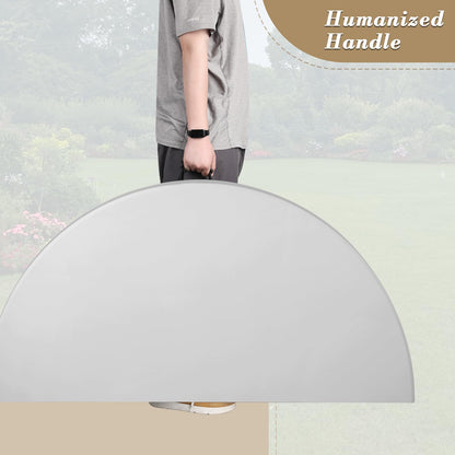 Athena Collection 5.5ft Folding Table, Portable Plastic Round Table Foldable Card Desk, Indoor Outdoor Collapsible Craft Desk Dining with Lock & Handle for Commercial Party Camping, Grey