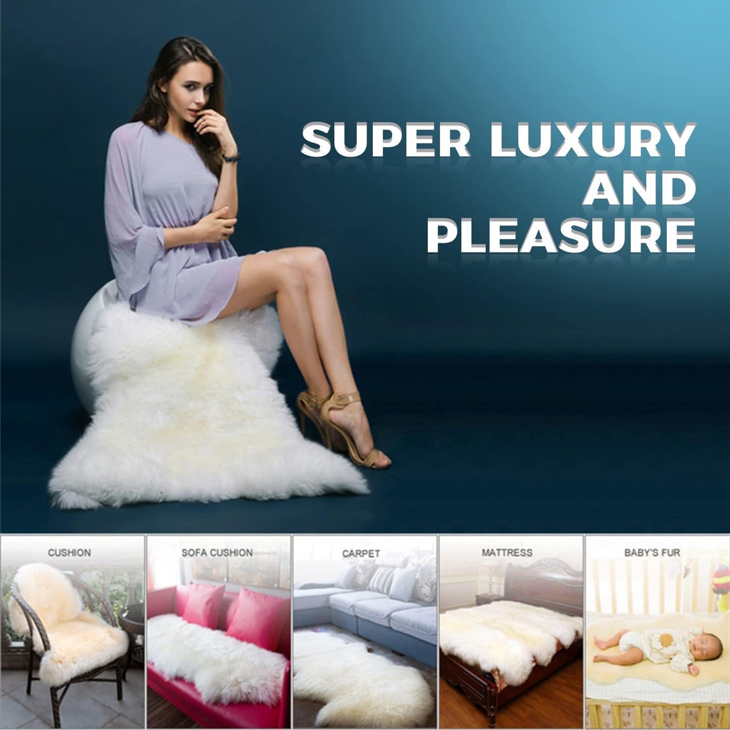 WL&ALLEN Sheepskin Rug - Genuine Thick & Lush 3 Inch Pile, Luxury Australian Pelts | Large Single Pelt 4'4" x 6'6", Ivory White