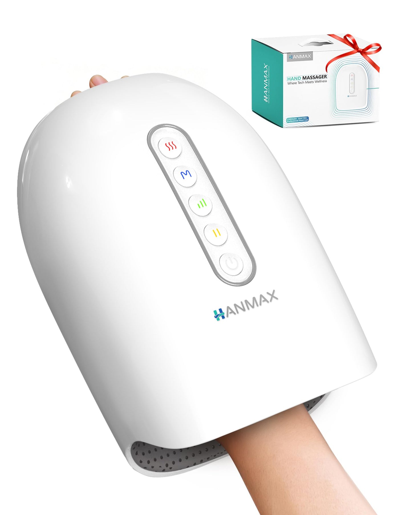 HANMAX Cordless Hand Massager with Heat and Compression – for Arthritis & Carpal Tunnel, Mothers Day Gifts for Mom/Women/Men, FSA-HSA Eligible