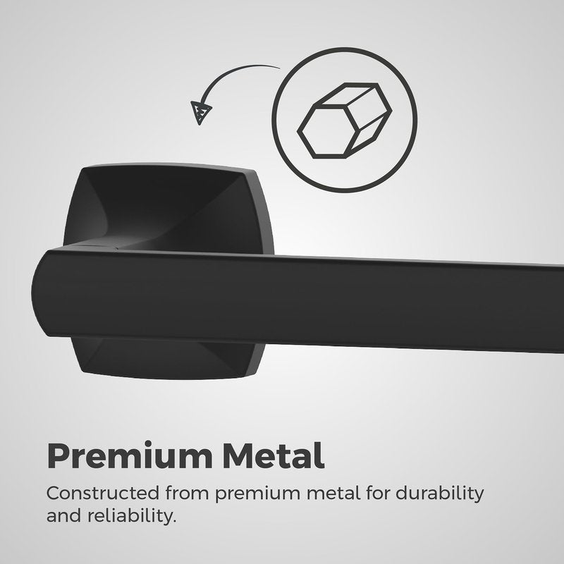 Pfister Vaneri Bath Towel Bar for Bathroom, 24-Inch, Wall-Mounted, Screw-In, Matte Black Finish, BTBVRI2B
