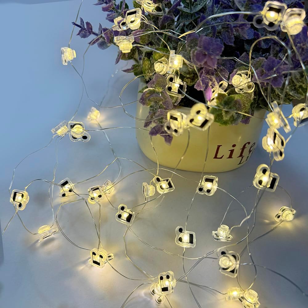 16FT 50LEDs 3AA Outdoor(1 Pack) GUOCHENG Music Note String Lights, Music Stave Fairy Light Batteries Operated