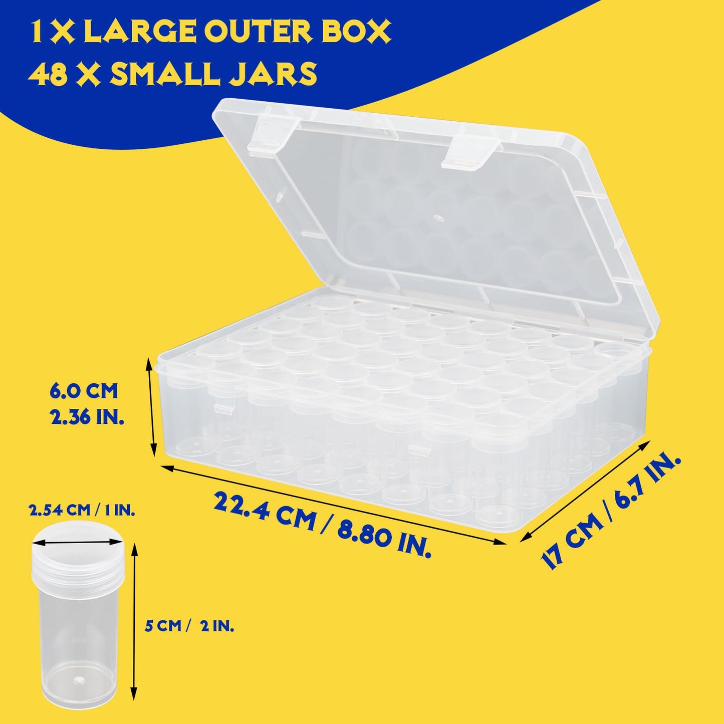 Bluedale Diamond Painting Storage Containers, 48 Slots Plastic Bead Organizer Box and 3 Sheets Labels, Small Embroidery Box for Diamond Painting Accessories, Craft, Seeds, Diamond Dots Art Storage