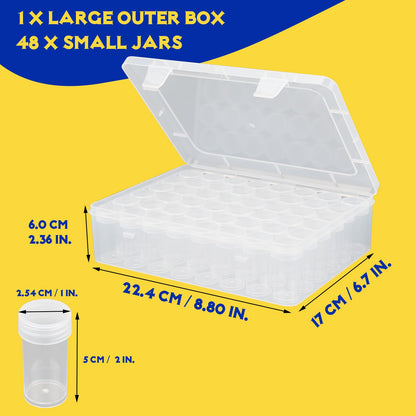 Bluedale Diamond Painting Storage Containers, 48 Slots Plastic Bead Organizer Box and 3 Sheets Labels, Small Embroidery Box for Diamond Painting Accessories, Craft, Seeds, Diamond Dots Art Storage