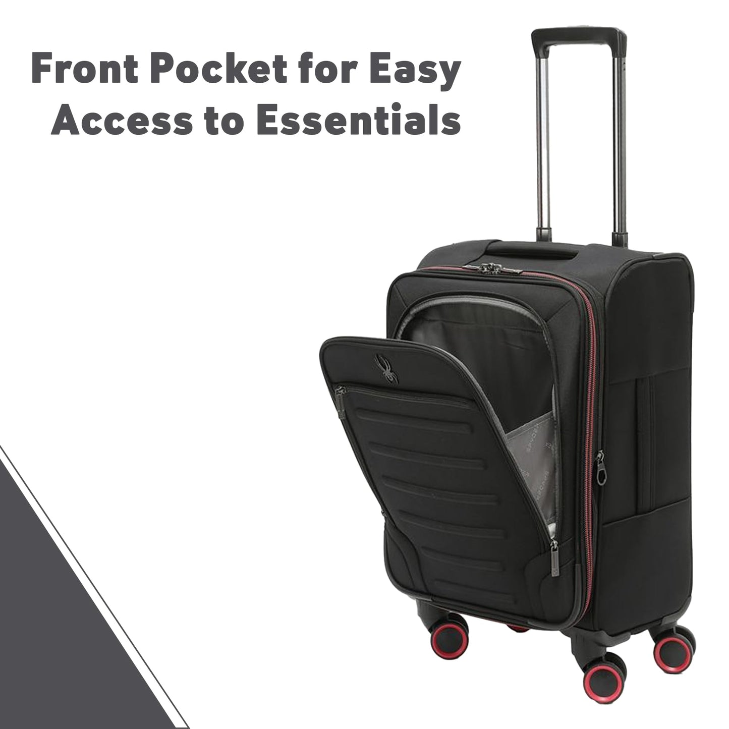 Spyder Pivot Expandable Softside Spinner Checked Luggage with 360° Spinner Wheels (Black, 3-Piece Set)