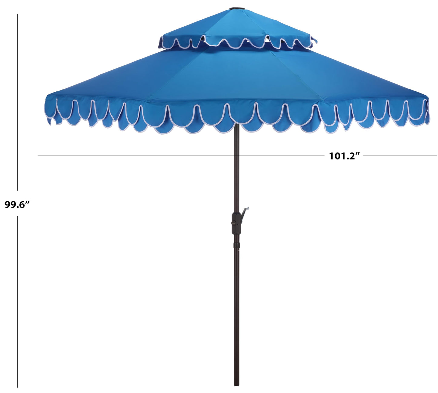SAFAVIEH Outdoor - Valance 9-Foot Double-Top Patio Umbrella - Pacific Blue & White Canopy - Brown Aluminum Pole - Double-Top Vented Petal Trim - Ideal for Patio, Deck, Poolside, Backyard (PAT8206P)