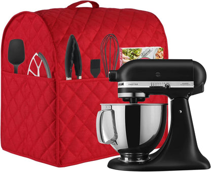 Stand Mixer Cover for Kitchenaid Mixer, Fits All Tilt Head & Bowl Lift Models with 3 Organizer Bags (Red)