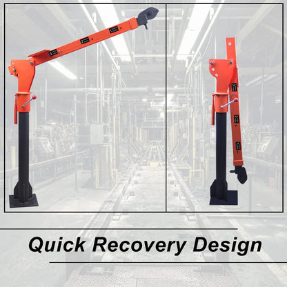Pismire 1100lb Folding Truck-Mounted Jib Crane - 3500lb 12V Electric Winch Combo, 360° Swivel, Dual Remotes (Infrared/Wired), Painted Steel，Orange