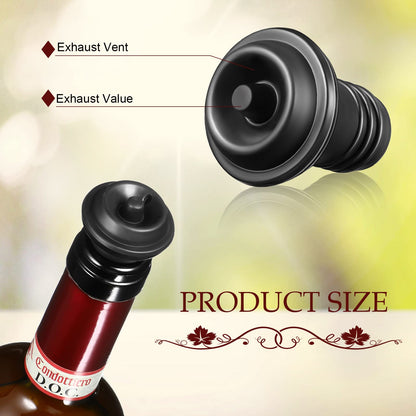 Honoson 48 Pieces Wine Stopper Resealable Pump Vacuum Silicone Saver Practical for Kitchen Supplies Bottle Tools (Black)