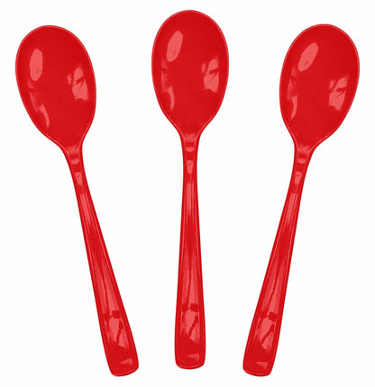 SietDESEO 25 PCS Red Plastic Spoons Disposable Utensils Heavy Duty Red Spoons Disposable Cutlery for Birthday Wedding Baby Shower Bridal Shower Plastic Silverware