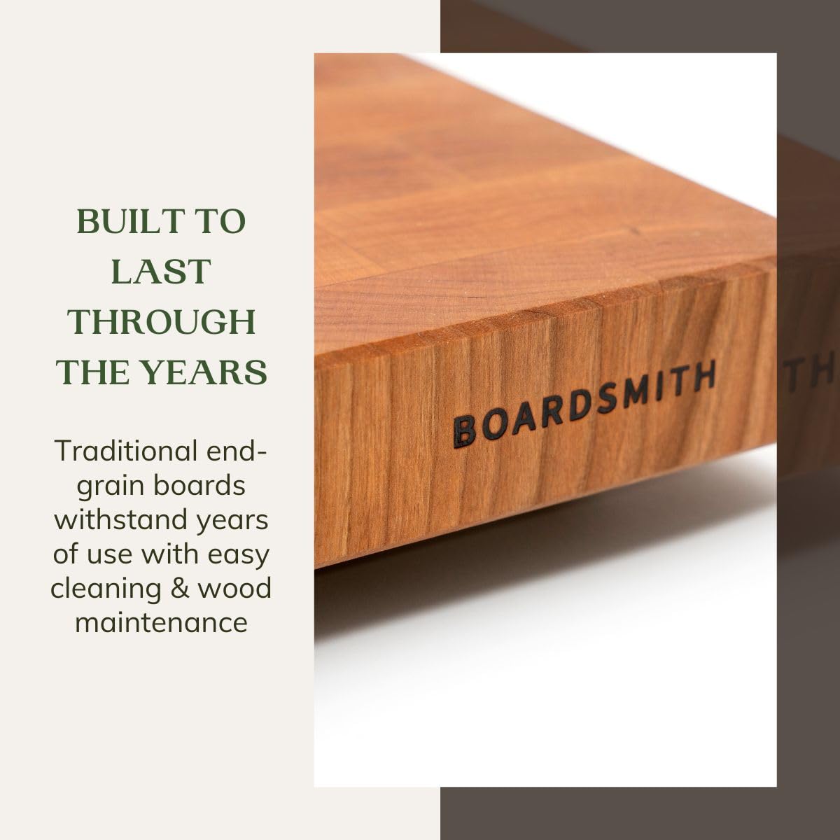 The Boardsmith Maple End Grain Cutting Board - Premium End Grain Butcher Block Wood Cutting Board for Kitchen - Food-Safe, Non-Slip, Sustainably Sourced Maple Wood (Medium)