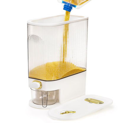 Cididu Clear Rice Holder Dispenser, 22 Lbs Large Grain Storage Container with Measuring Cup, Cylinder Household Food Dispenser Bucket Kitchen Organization for Cereal Oatmeal Coffee Bean Soybean Corn