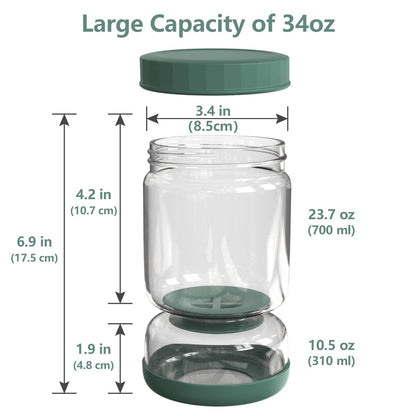 Luvan Glass Pickle Jar, 34oz Pickle Container with Strainer, LeakProof Kraut and Olive Hourglass Jug, Olive Jar with Airtight Lid, Multifunction Jalapeno Container, Gherkin Flip Jar for Fridge